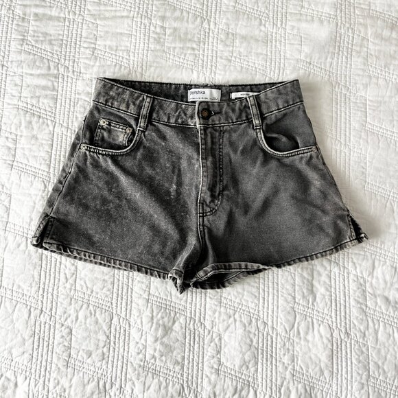 Women's Bershka Denim Jean Shorts High Waist, Black (size USA 2) - Picture 1 of 3